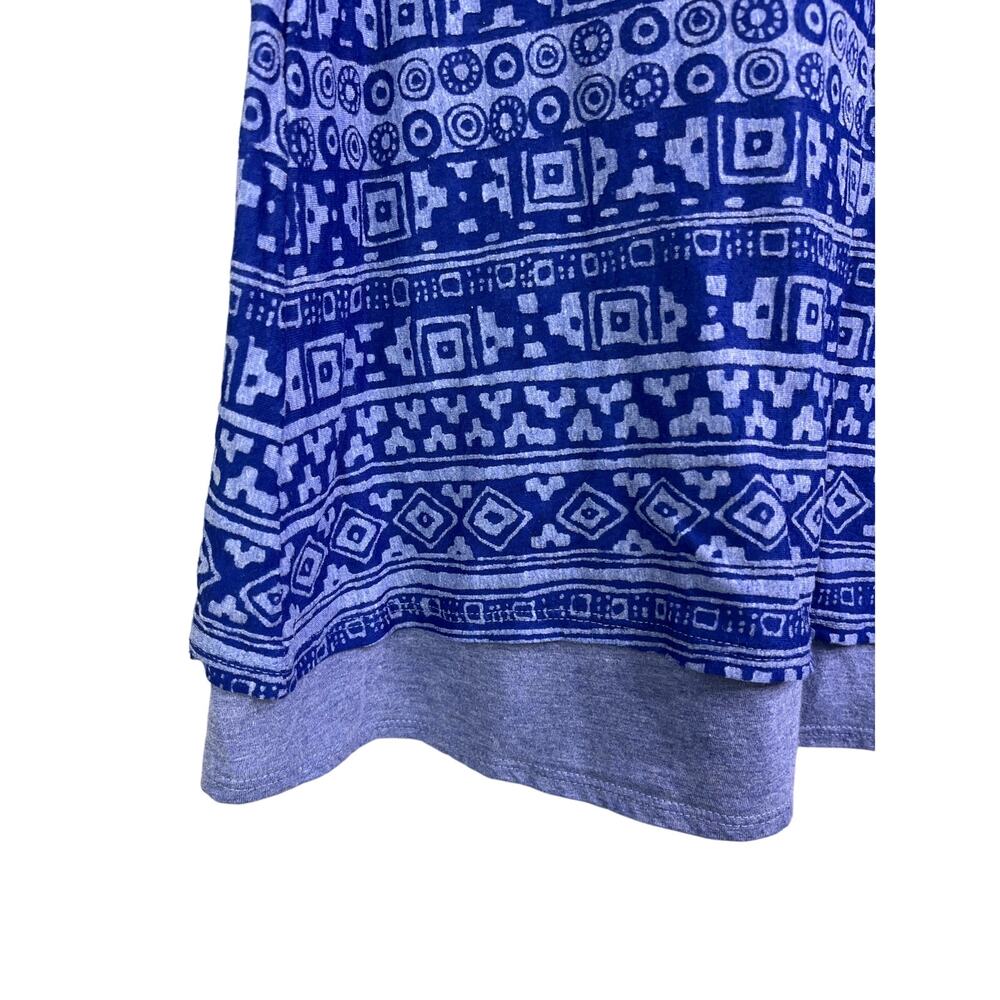 Athleta Dhara Dress Women M Blue Cotton Geometric Cap Sleeve VNeck Summer Casual - Picture 7 of 10